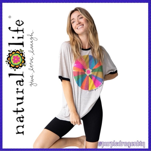 NATURAL LIFE Tops - NATURAL LIFE RINGER OVERSIZED TEE SHIRT NWT